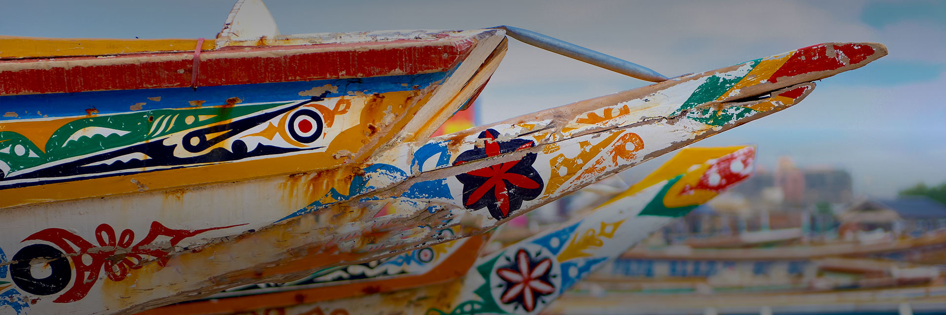 Close up image of a colorfully painted boat