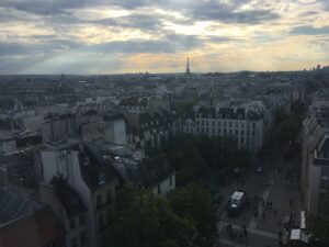 Bird's eye view of the cityscape of Paris.