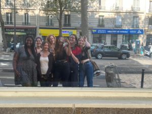 Smiling group of seven girls 